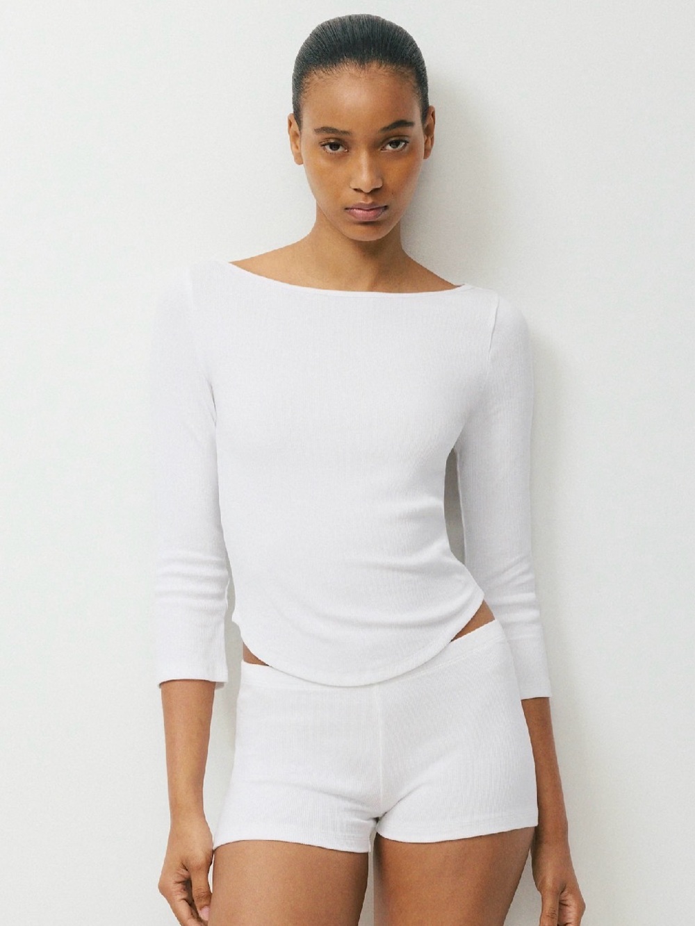 Aritzia HomeStretch Rib Penduline 3/4 Sleeve T-Shirt Size Medium